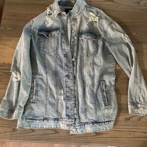 Express Distressed Blue Jean Jacket